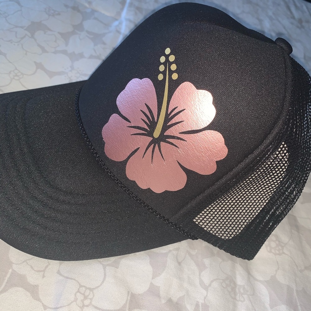 Rose Gold Hibiscus Trucker Hat. Made to Order 🌺